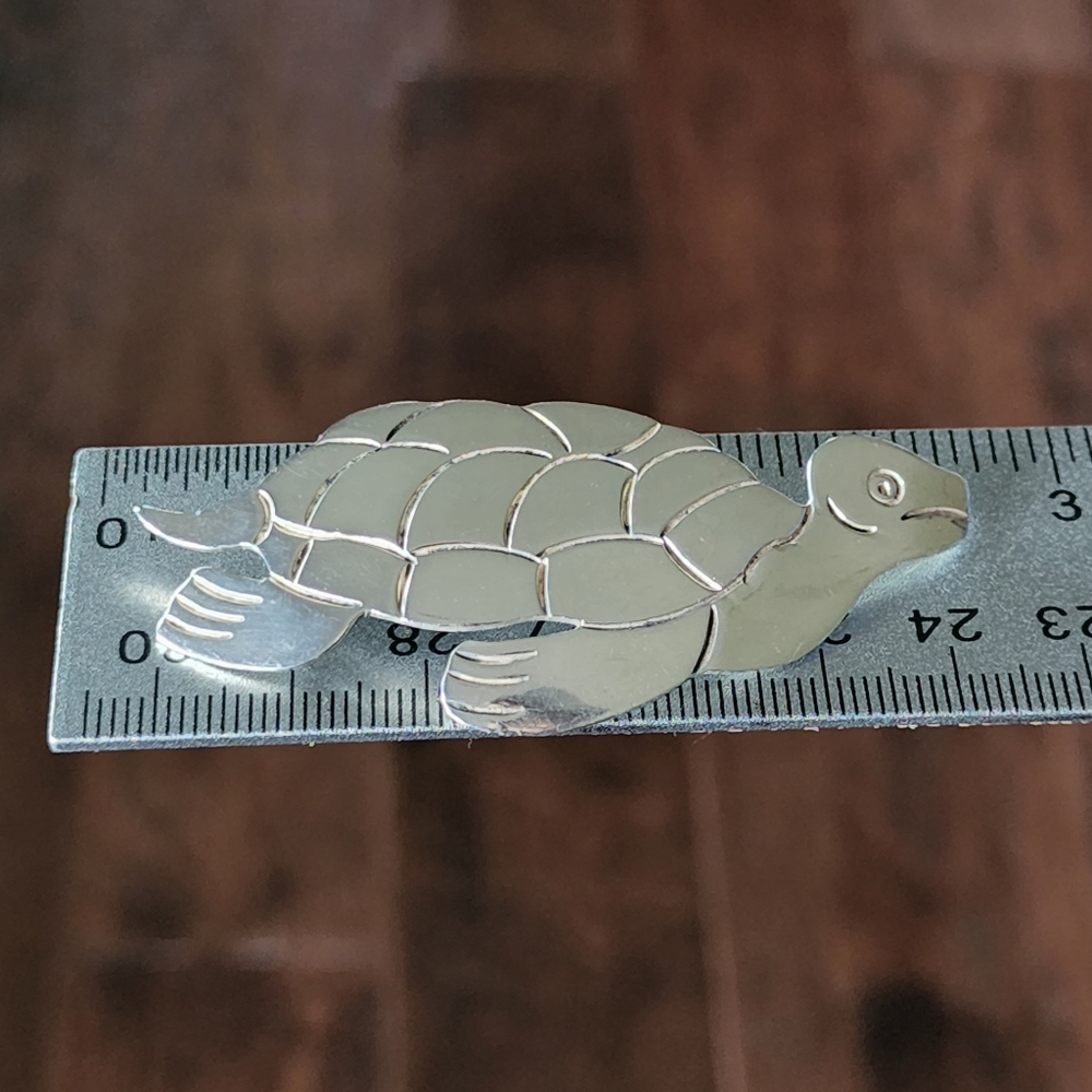 Vintage Sterling Silver 925 MEXICO TAXCO Hawaiian Sea Turtle Brooch Pin 13g - Picture 3 of 8